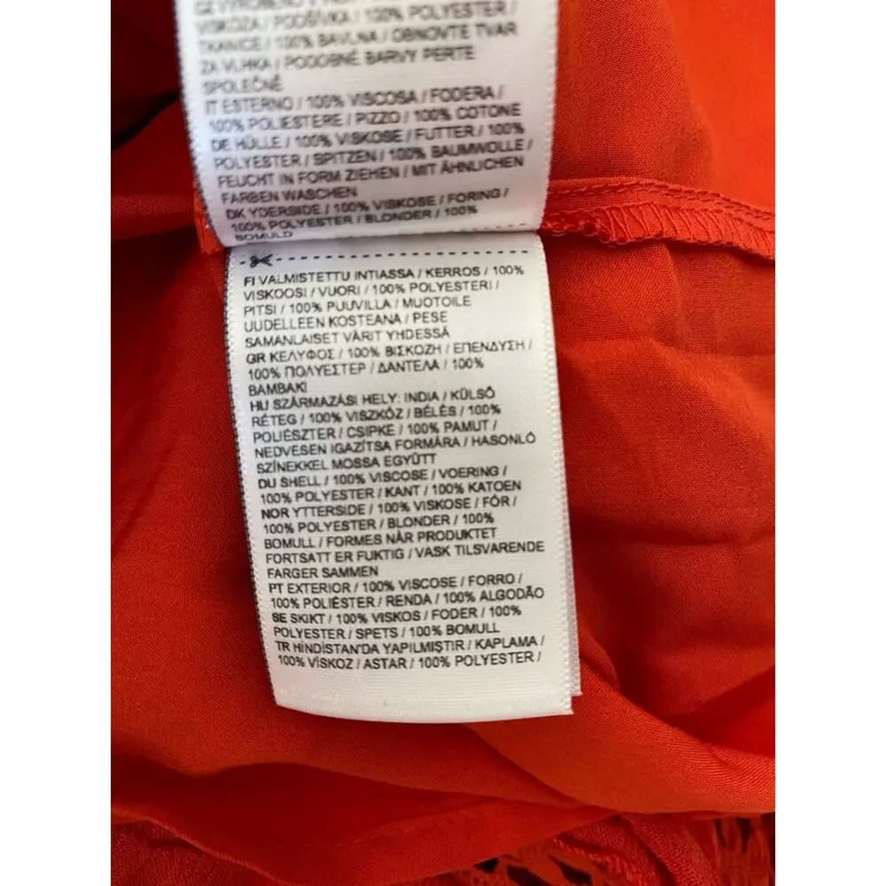 Superdry NWTS Lace Woven Tiered Tomato Red Orange Mini Skirt size 8